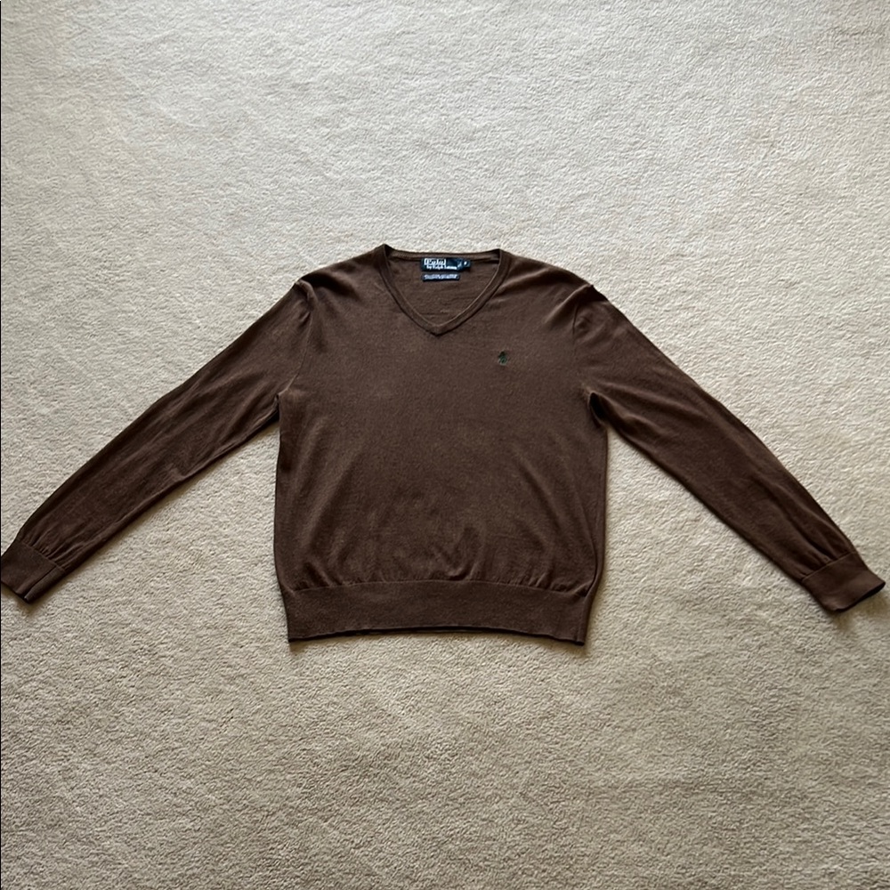 Polo by Ralph Lauren Brown V-Neck 15% cashmere/85% cotton Sweater Size S